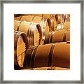 Wood Wine Barrels In Winery Cellar In Framed Print