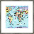 World Map, Continent And Country Labels Framed Print