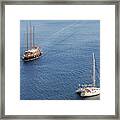 Yachts Sailing On A Blue Calm Sea Framed Print