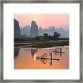 Yangshuo Li River At Sunset Framed Print