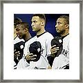 Yankees Listen To The National Athem Framed Print