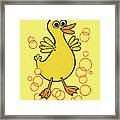 Yellow Duck On A Yellow Background Framed Print