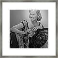 Young Woman Holding Fan, Portrait Framed Print