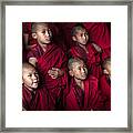 Youthful Serenity: Young Monks At Chorten Ningpo Monastery, Bhutan Framed Print