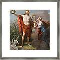 Apollo, God Of Light, Eloquence, Poetry And The Fine Arts With Urania, Muse Of Astronomy Framed Print