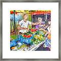 Busy Day At Galway Market  Paintings Framed Print
