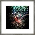 Celebration With Bright Colorful Fireworks Over Black Sky #1 Framed Print