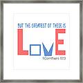 Christian Bible Verse - Greatest Is Love #4 Framed Print
