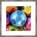 Colorful Easter Eggs With Polka Dots In A Basket #1 Framed Print