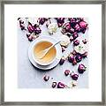 Cup Of Herbal Tea With Dried Roses #1 Framed Print