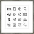 Education Line Icons. Editable Stroke. Pixel Perfect. For Mobile And Web. Contains Such Icons As Book, Brain, Inspiration, School Bus, Certificate. Framed Print
