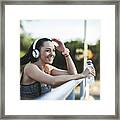 Fitness Woman Taking A Break After Running Workout #1 Framed Print