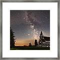 Galactic Path To The Big Coulee Lutheran Church - Milky Way Above Abandoned Nd Church #1 Framed Print