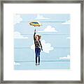 Girl Jumping With Umbrella #1 Framed Print