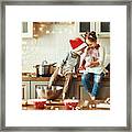 Happy Children Boy And Girl Bake Christmas Cookies #1 Framed Print