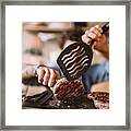 Homemade Hamburgers On Electric Grill #1 Framed Print
