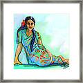 Indian Woman With Flower Framed Print