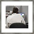 Man In Office On The Telephone #1 Framed Print