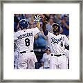 Mike Moustakas And Lorenzo Cain Framed Print