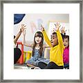 Multi-ethnic Group Of Preschool Students In Class #1 Framed Print