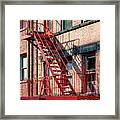 Ny City - Red Fire Escape Stairs Framed Print