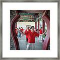 Old Chinese Women Dancing In A Park #1 Framed Print