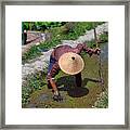 Rice Farmer Works At Tegallalang Rice Terrace, Ubud, Bali Island #1 Framed Print