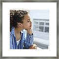 Sad And Unhappy Teenager Looking Out Of The Window #1 Framed Print