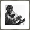 Sonny Holland Statue At Montna State University In Black And White #1 Framed Print