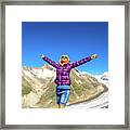 Switzerland Glacier Woman Hiking #1 Framed Print