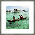 Neptune's Children - Sea Gypsy Village, Sabah. Malaysian Borneo Framed Print