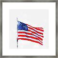 Watercolor Painting Illustration Of American Flag Isolated Over A White Background Framed Print
