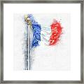 Watercolor Painting Illustration Of Flag Of France Isolated Over White Background Framed Print
