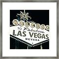 Welcome To Las Vegas Neon Sign In Sepia - Nevada Usa #1 Framed Print