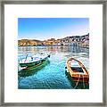 Wooden Small Boats In Porto Santo Stefano Seafront. Argentario,  #1 Framed Print
