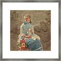 Young Woman Sewing #2 Framed Print