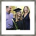 Teenage Girl Graduation From Primary School Family Portrait In Backyard. #10 Framed Print