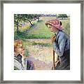 Two Young Peasant Women By Camille Pissarro Framed Print