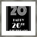 1920s/1930s Art Deco Style Inspired Happy 20th Birthday Framed Print