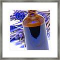 Aromatherapy Bottle With Blue Flower Background Framed Print