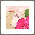 Beautiful Classic Kraft Paper Cardboard Gift Box With Pale Pink  #2 Framed Print