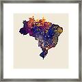 Brazil Watercolor Map #2 Framed Print