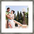 Couple Hugging On Outdoor Staircase #2 Framed Print
