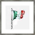 Digital Watercolor Painting Of Flag Of Italy Isolated On White Background Framed Print