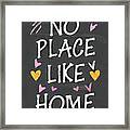 No Place Like Home - Inspirational - Motivational Typography #2 Framed Print