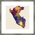 Peru Watercolor Map #2 Framed Print