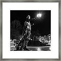 Torchbearer Statue At The University Of Tennessee At Night In Black And White #2 Framed Print