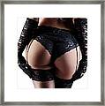 Woman In Laced Lingerie On White Background Framed Print