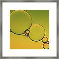 Bright Abstract, Yellow Background With Flying Bubbles Framed Print