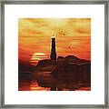 Lighthouse With A Sunset #3 Framed Print